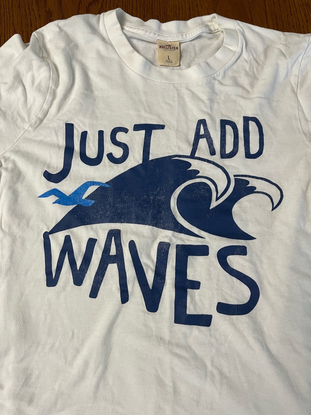 Hollister White "Just Add Waves" Graphic Tee men’s athletic fit